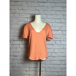We The Free by Free People Coral Textured V-Neck Tee Women's XL